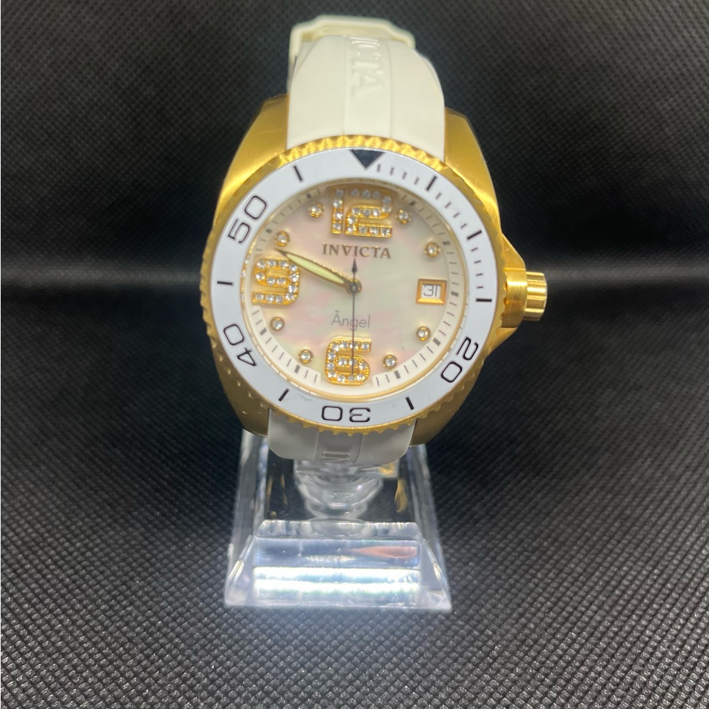 Invicta Angel Mother Of Pearl Dial White Rubber Ladies Watch